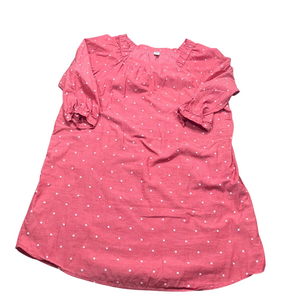 Old Navy Womens XL Red Clip Dot Square Neck Ruffle Sleeve Shift Dress
